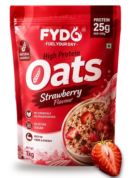 FYDO High Protein Oats, Strawberry Flavour, 1 kg pouch